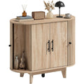Credence marron a 4 portes 2 etageres, style scandinave en bois ingenierie
