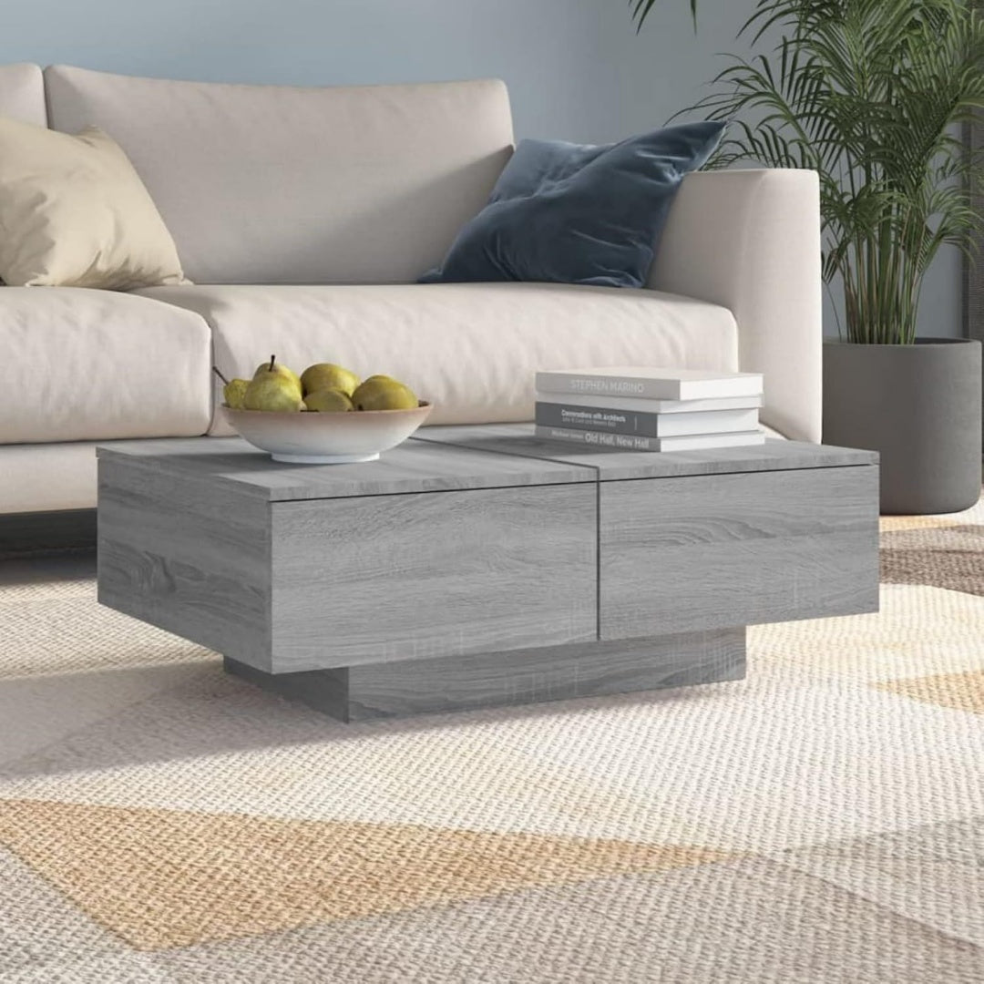 Table basse gris contemporain 90 x 60 x 31 cm