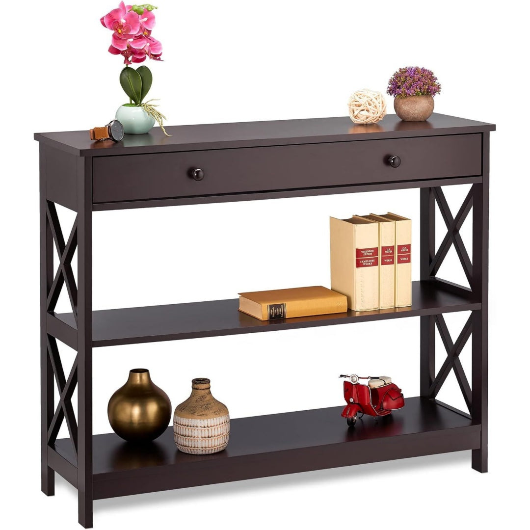 Table console spacieuse bordeaux