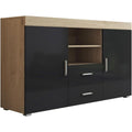 Marron buffet 2 portes 140 x 80 x 40 cm passage de cables