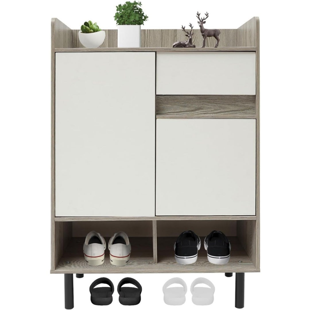 Armoire a chaussures gris clair, contemporain, rangement multifonction