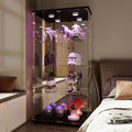 Vitrine dexposition rose en verre, 2 portes et rangement optimise