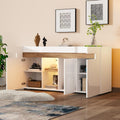 Enfilade coloris beige verre, a 3 portes pour 140 cm de rangement