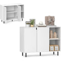Enfilade gris clair a 2 portes 2 etageres, metal et 106 cm