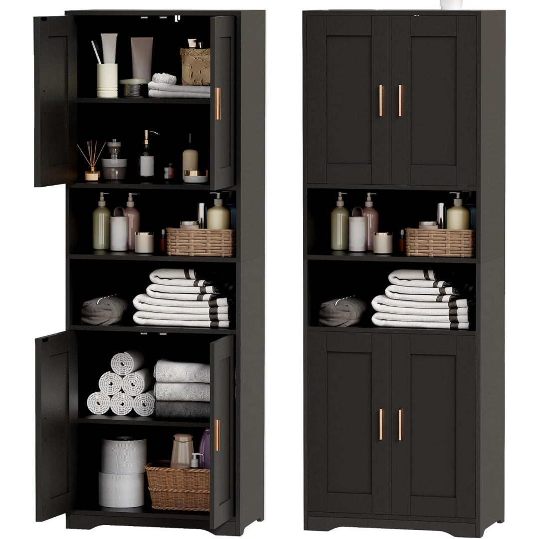 Meuble colonne noir metal 60 cm, rangement esprit fermier