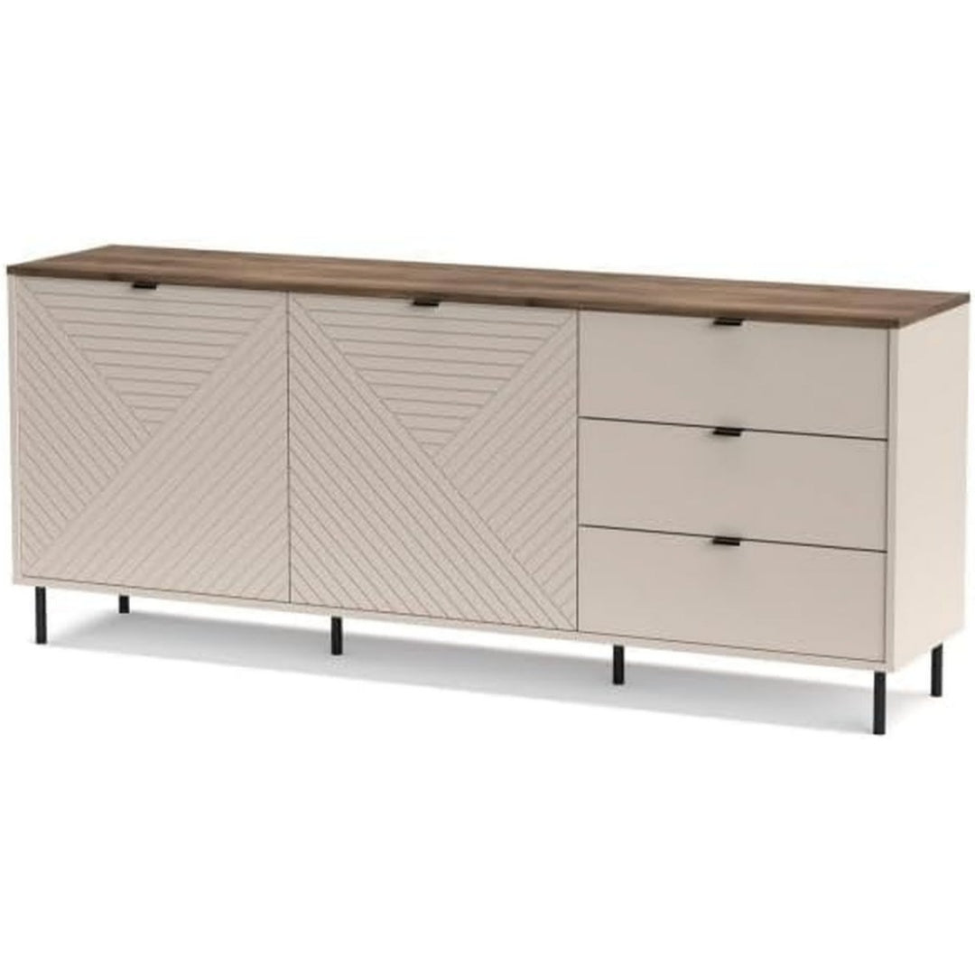 Commode gris clair etagere ouverte moderne, gain de place