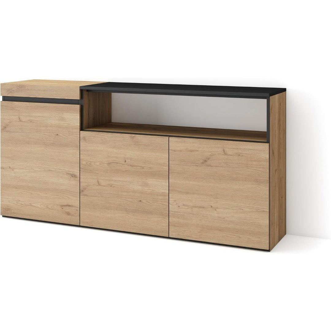 35 x 150 x 75 cm buffet marron avec 2 portes