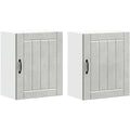 Armoire colonne en hevea, gris clair style epure