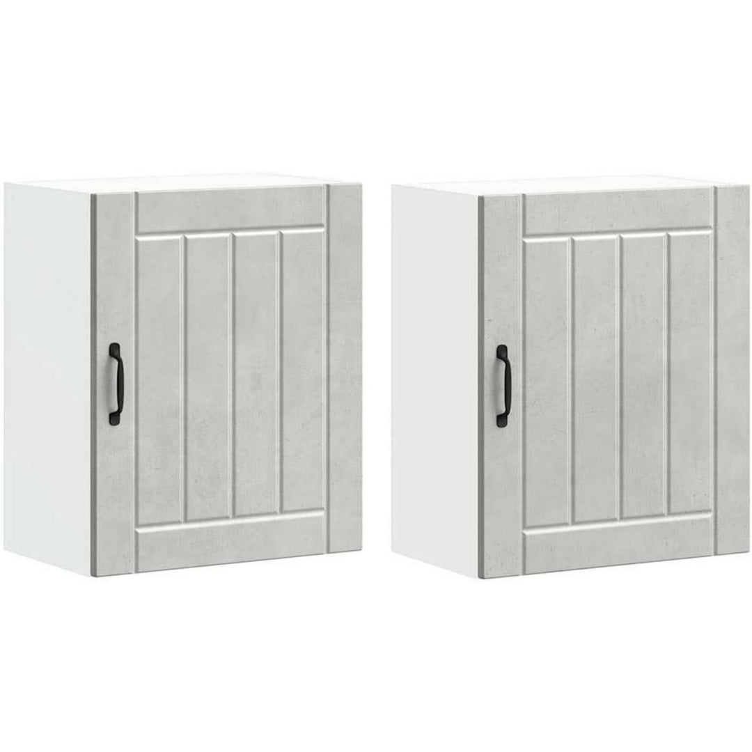 Armoire colonne en hevea, gris clair style epure