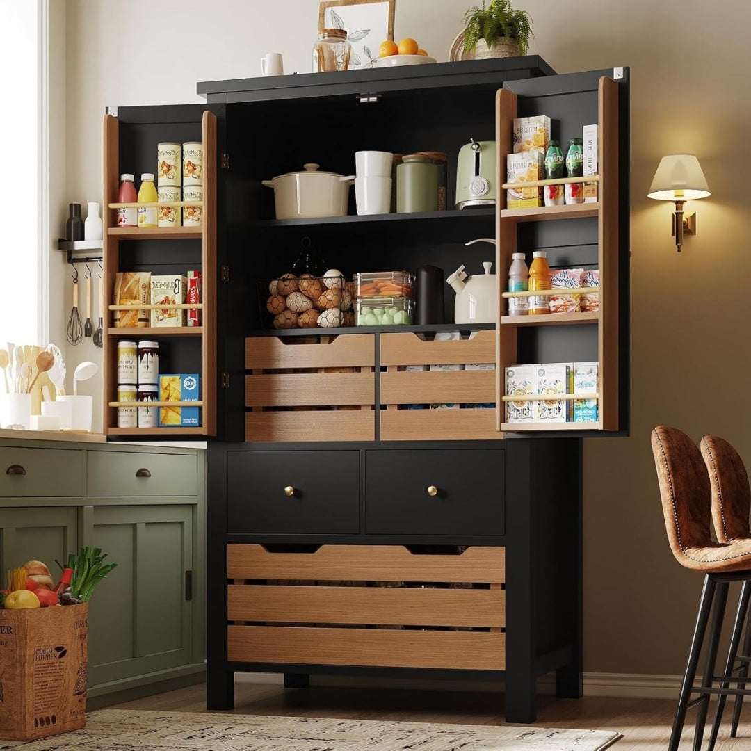 Buffet marron en MDF et metal robuste