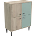 Sideboard style industriel gris en bois, avec prises USB