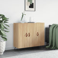 Buffet gris clair avec des portes vitrees