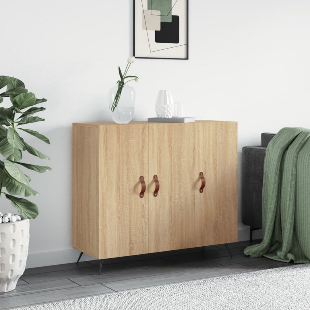 Buffet gris clair avec des portes vitrees