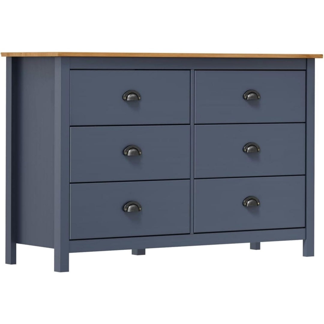 Buffet 6 tiroirs bleu fonce