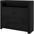 Meuble table d'appoint noir, deux portes