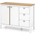 Enfilade gris clair 106 cm, a 2 portes aspect naturel en verre