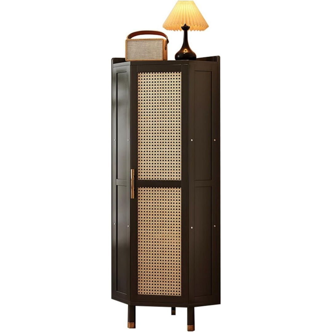 Vitrine marron, rotin, style moderne
