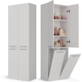 Colonne haute gris clair bois ingenierie 174 cm, rangement style contemporain