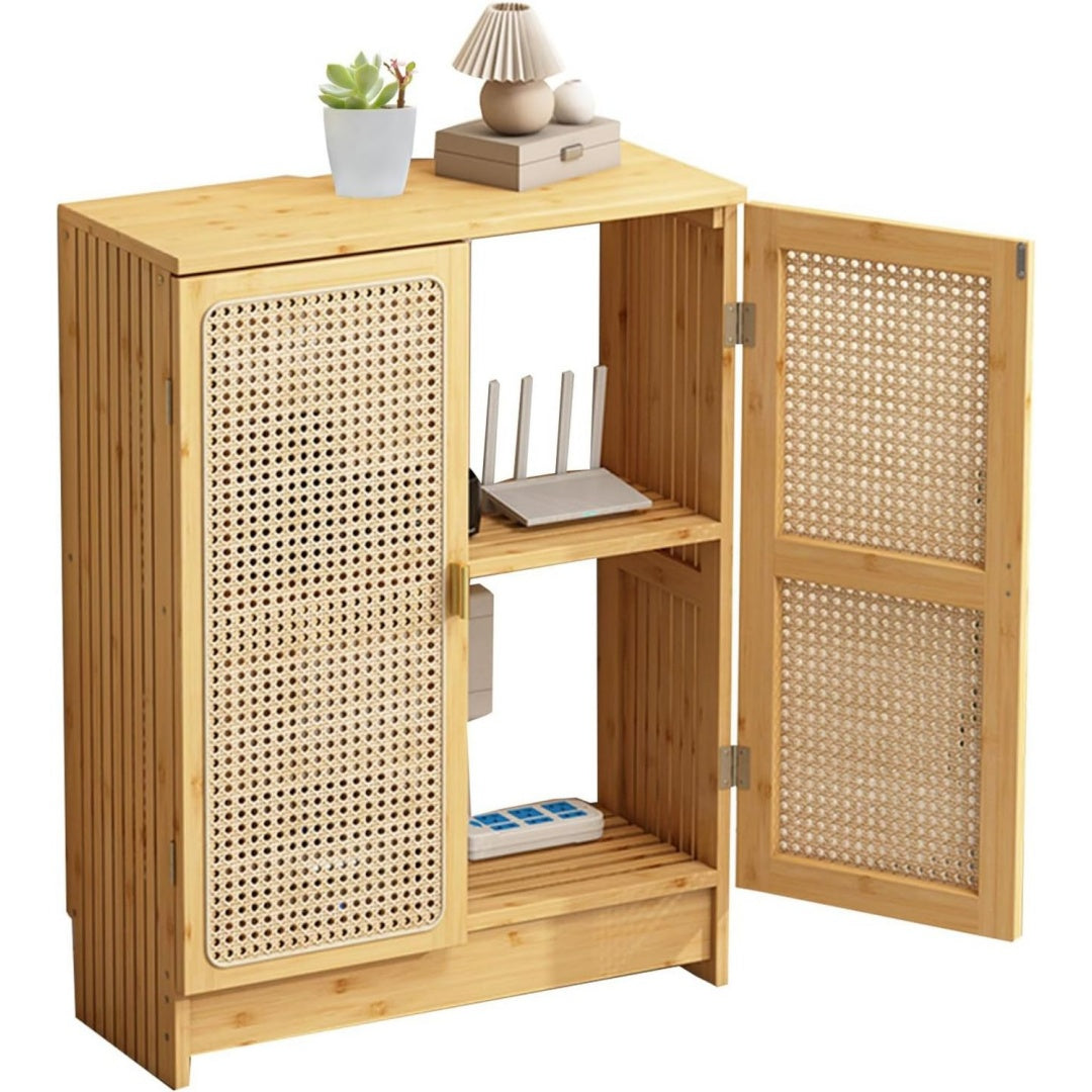 Armoire en rotin tresse marron 25 x 70 x 50 cm