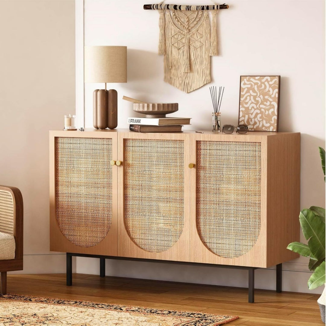 Vaisselier beige et 3 portes, charme boheme