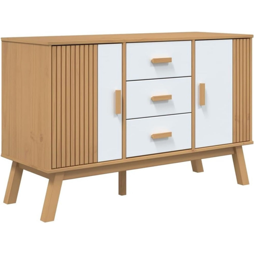 Design scandinave buffet 3 tiroirs beige