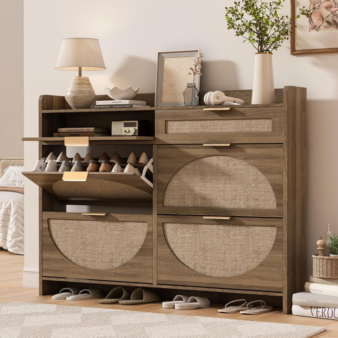 Armoire a chaussures marron en acier 24 x 100 x 110 cm